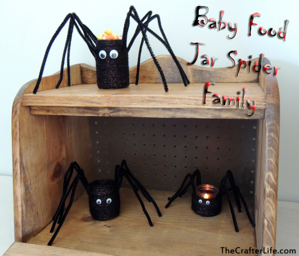 spider candle, baby food jar
