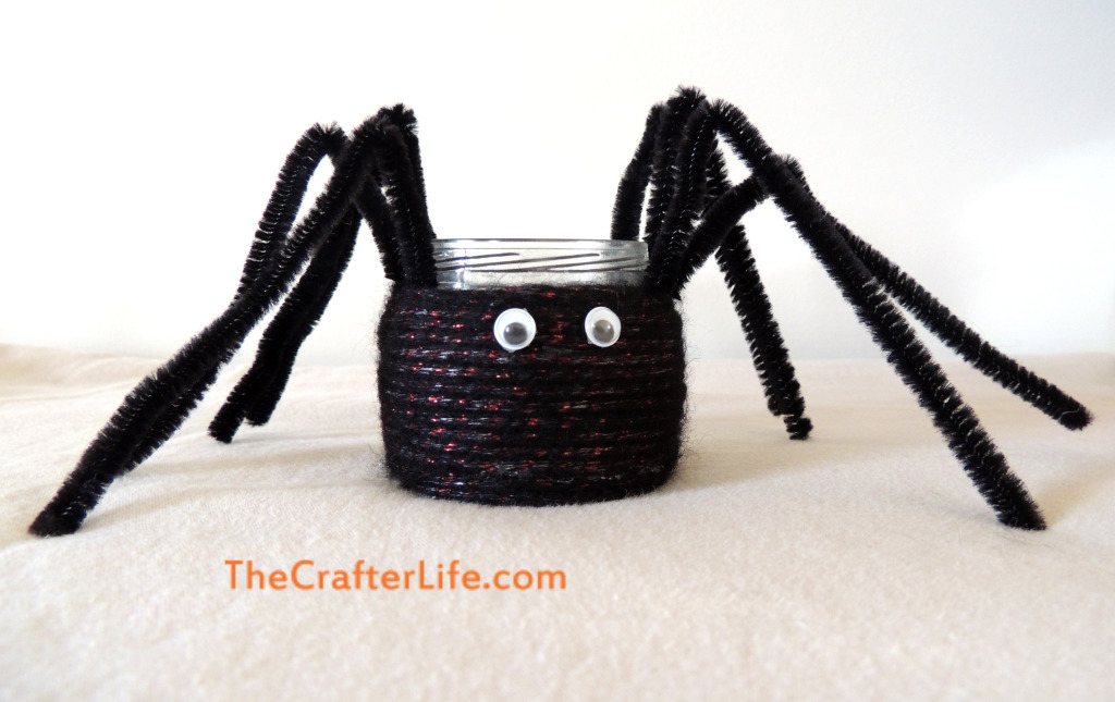 spider candle, baby food jar